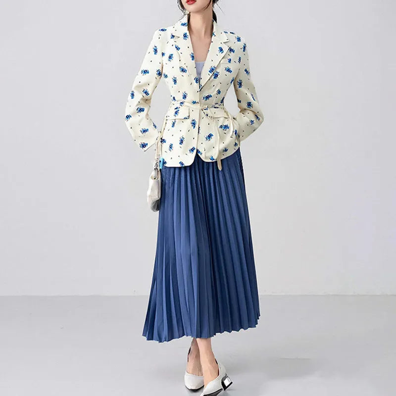Collar lace-up waist-tight suit jacket with adjustable waist design and regular long sleeves