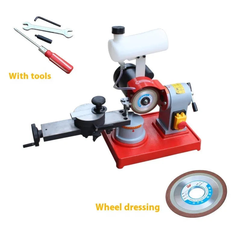 Xiao Mo Wang manual sharpedge grinding machine for alloy circular saw blades on workshop bench