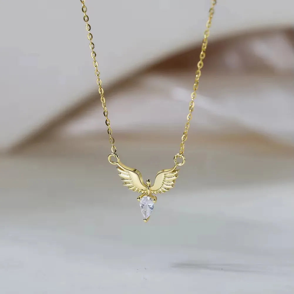 Sterling silver eagle pendant necklace with adjustable O-ring chain in Korean style design