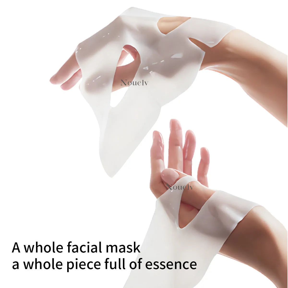 Box containing four white collagen layered patch sheet masks for facial skincare.