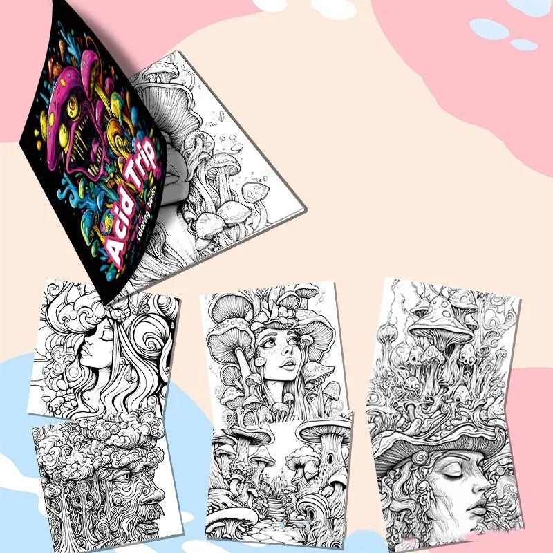 Acid tour colour painting book with paper construction measuring 200mm in length