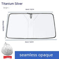 Car windscreen sunshade with double ring front shield and titanium silver coating