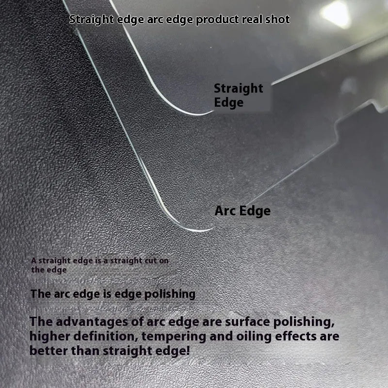 Samsung Galaxy tablet with a clear tempered glass screen protector showing anti-fingerprint and full coverage features.