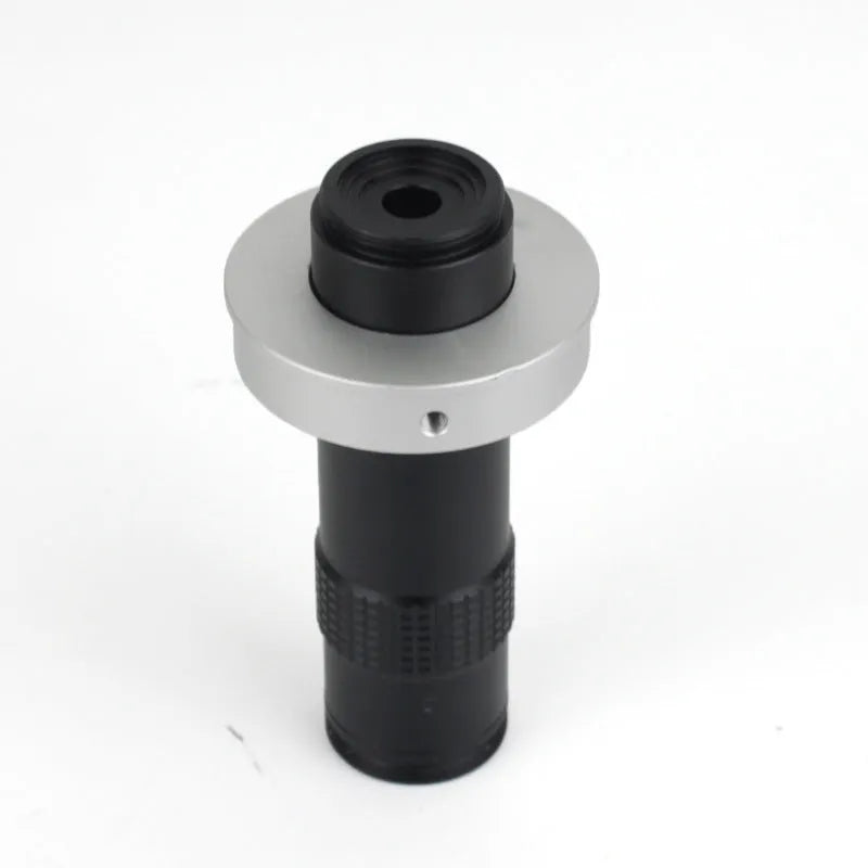 Black industrial monocular lens with 30mm diameter and 84mm length for microscope camera systems
