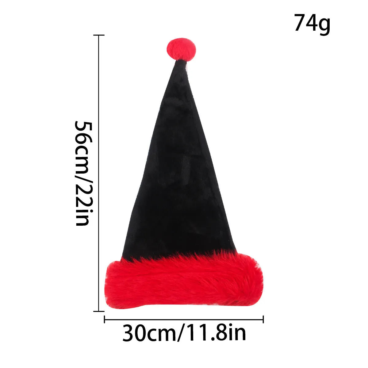 Thickened plush polyester Christmas hat with European classical style in red and black