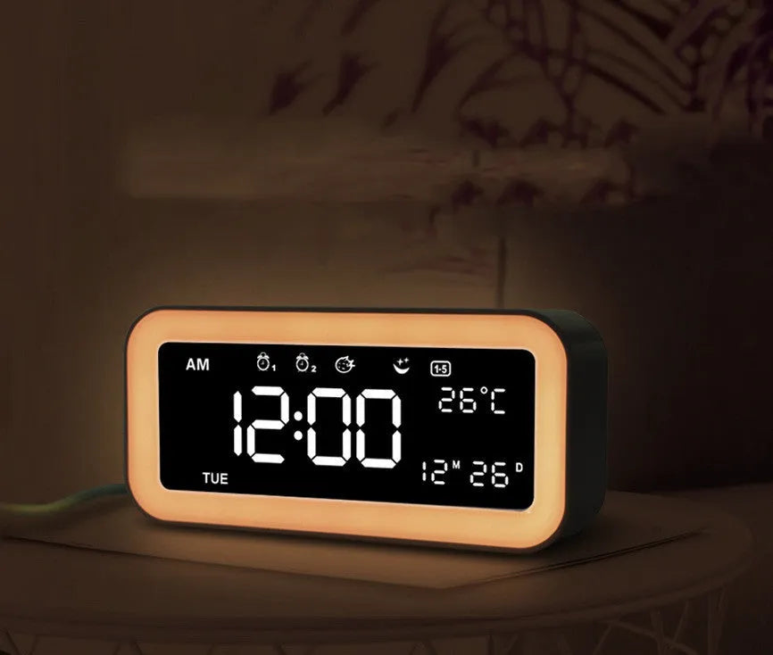 American-style rectangular blue LED atmosphere alarm clock with digital display