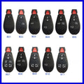 Dodge Chrysler car key fob replacement shell in ABS plastic and brass, dimensions 85mm by 42mm.