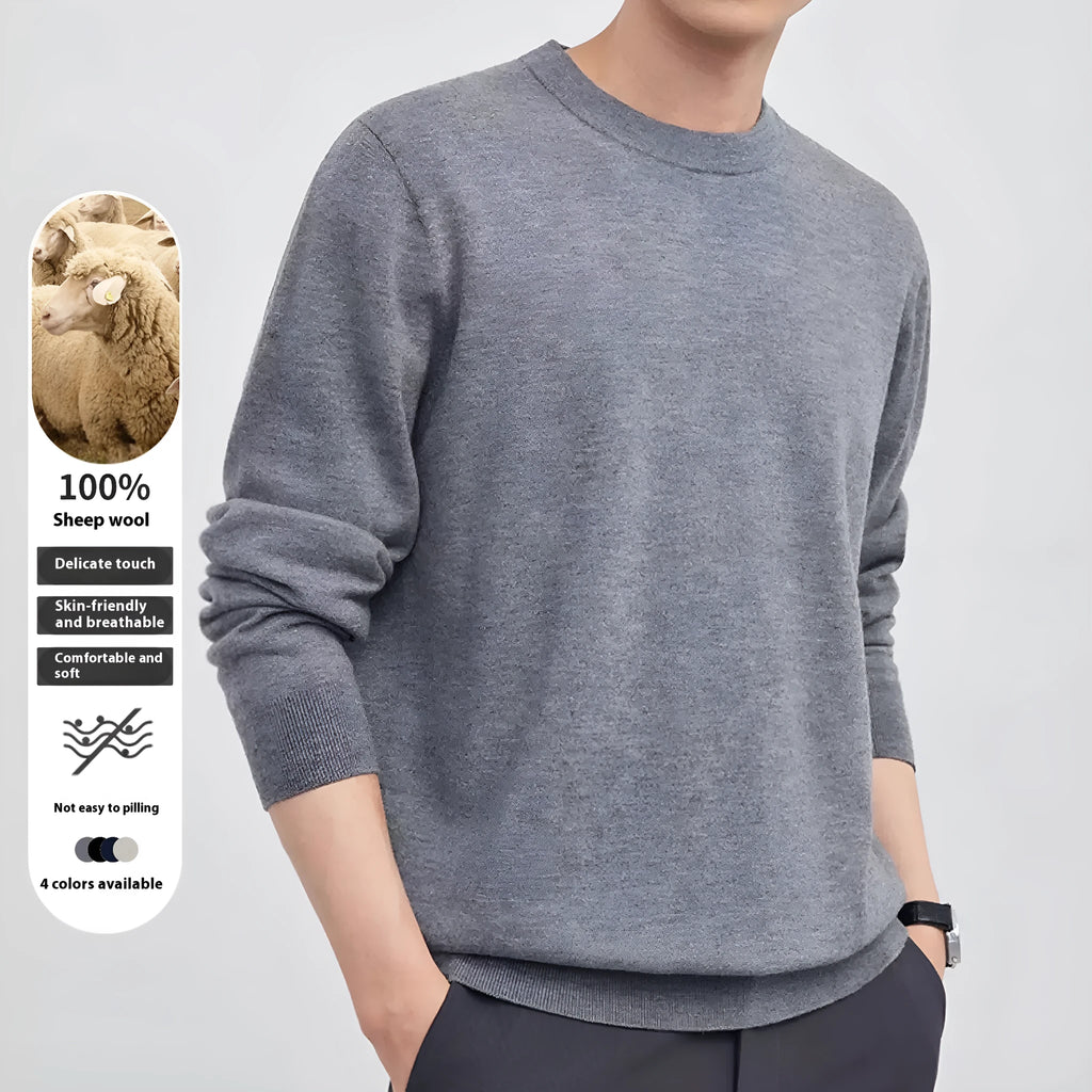 Men's standard wool thickness pullover sweater in regular fit style for autumn and winter wear