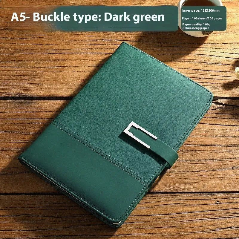 A5 notebook with soft PU leather cover and wood-free paper pages in multiple colour options