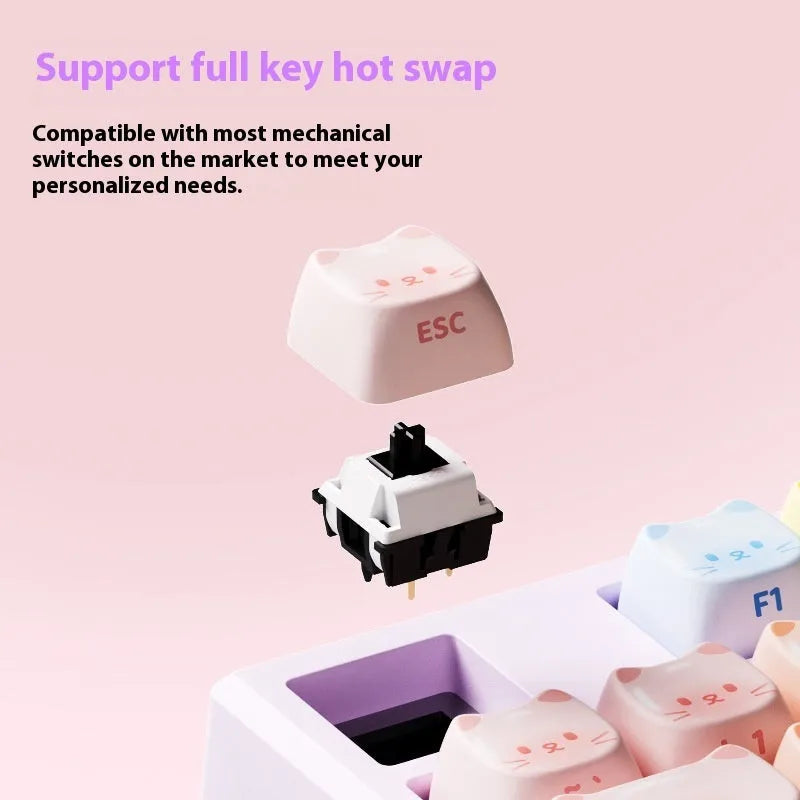 MG108B candy cat coloured mechanical keyboard with Bluetooth connectivity and piano shaft switches