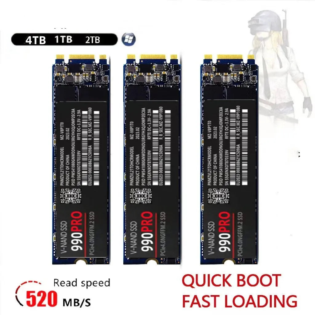 PCI-E NVMe 990pro solid state drive 2280 size 3.8mm thickness for home use