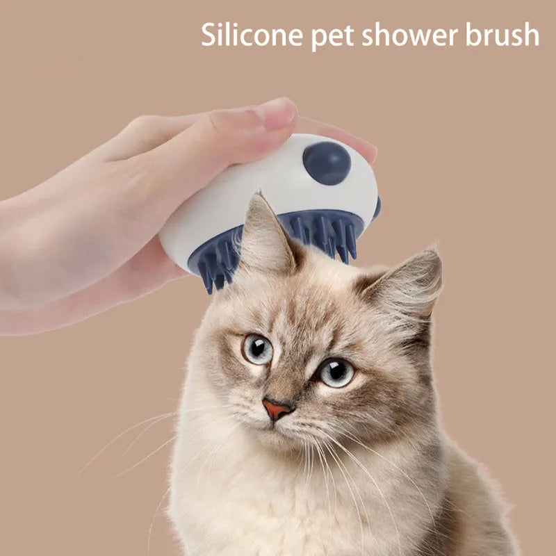 Panda-shaped silicone bath brush for washing cats and dogs with soft bristles