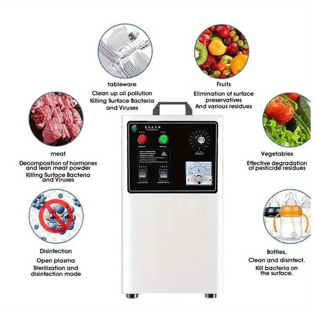 Fruit and vegetable ozone generator machine in white or stainless steel with 20g/h output