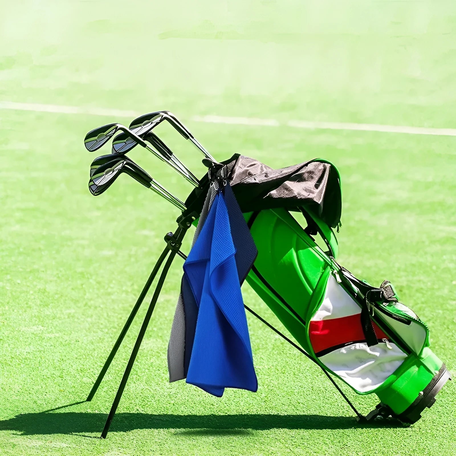 Waffle weave golf ball cleaning towel in multiple colour options showing textured surface pattern