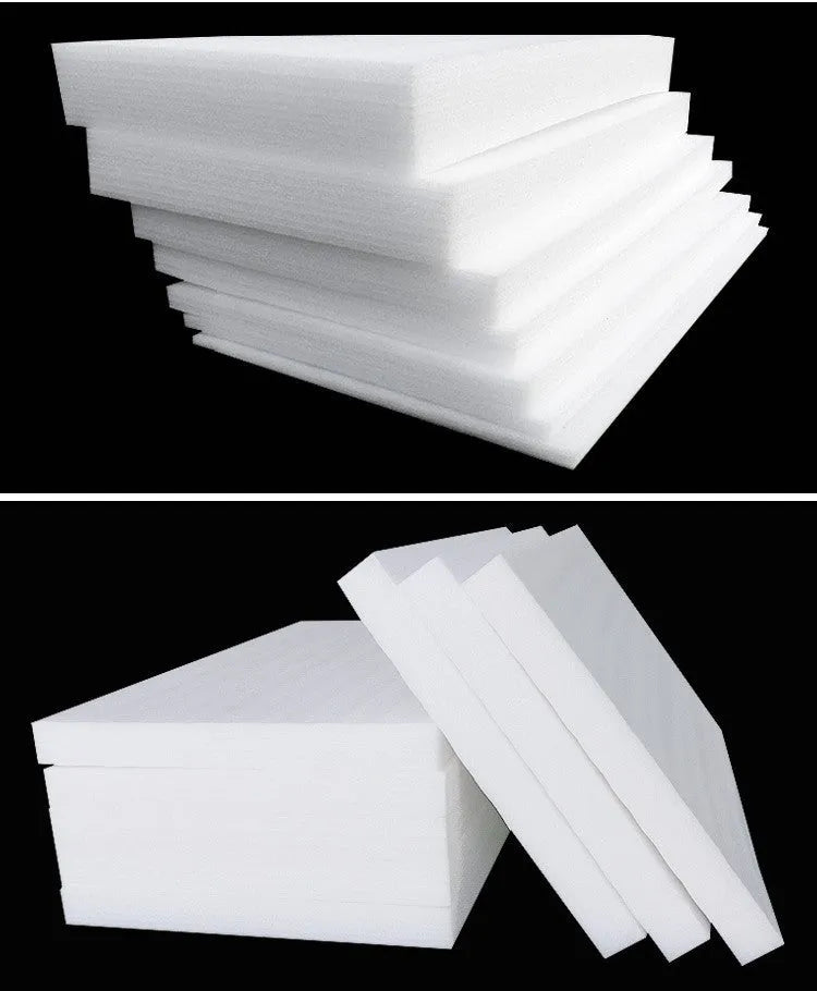 White EPE pearl cotton foam board showing its large 2 metre by 1 metre dimensions and 10mm thickness