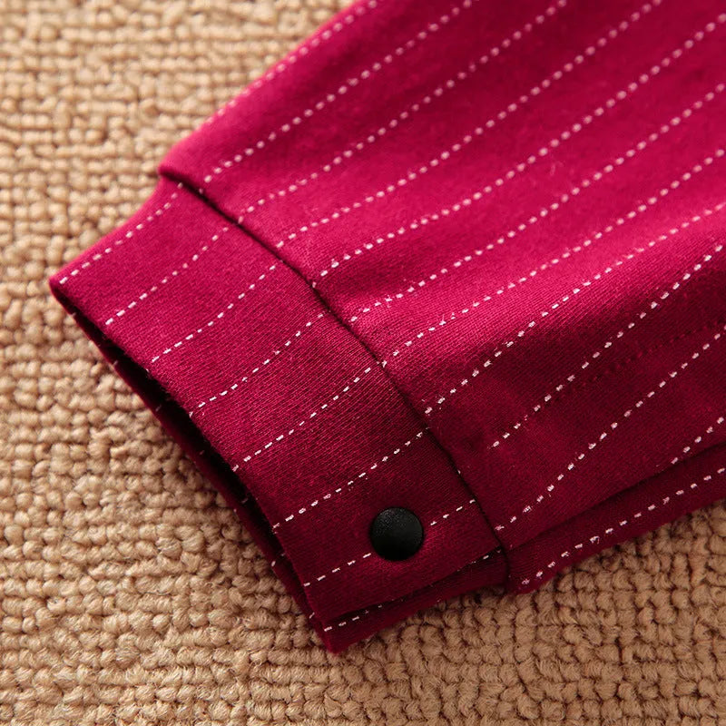 Wine red cotton romper for a baby boy in a gentleman style with long sleeves.