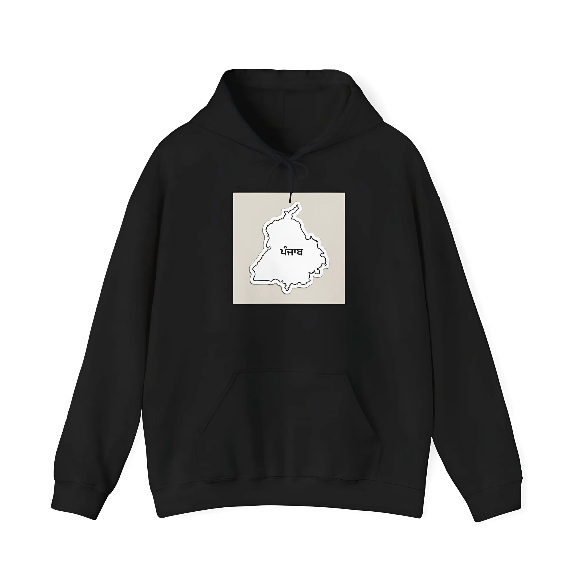 Black loose fit drop-shoulder sleeve casual sports hoodie with front pocket