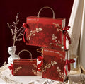 Paper cardboard hand gift box for girls pyjamas in Champagne Gold with ironing craft finish