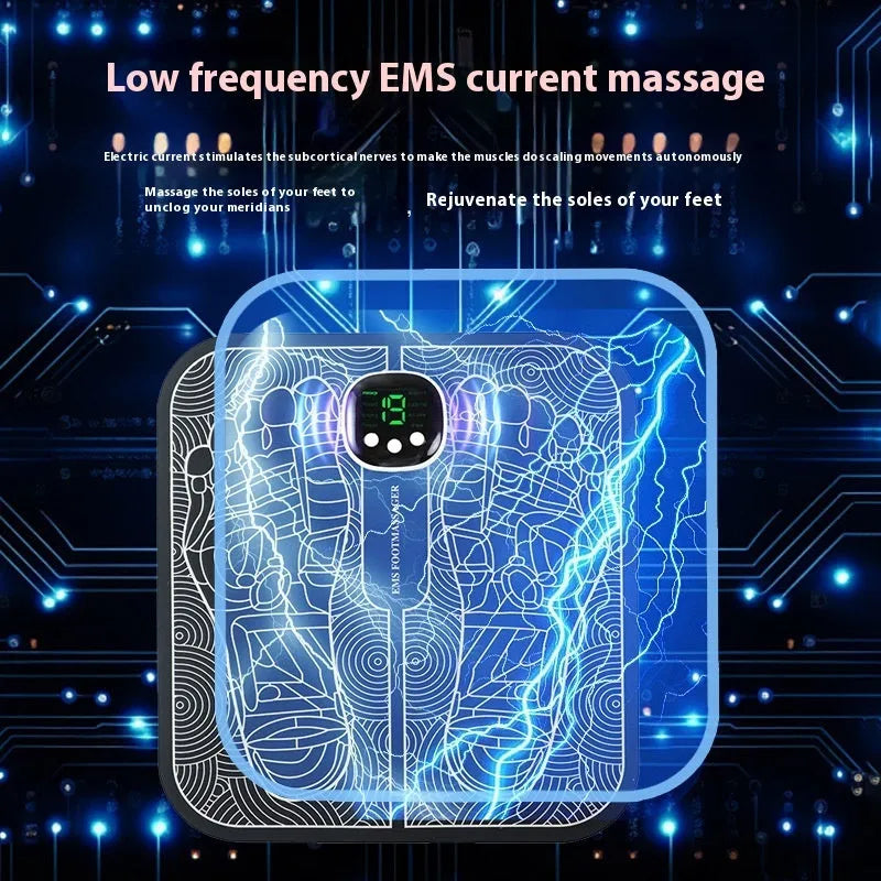 Reflexology foot massager mat with USB charging port and push-button controls