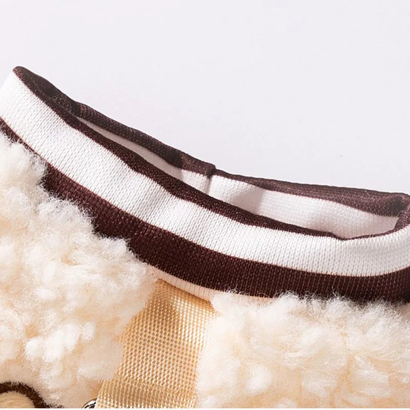 Soft fleece dog hoodie in animal pattern for autumn winter warm wear with pullover design