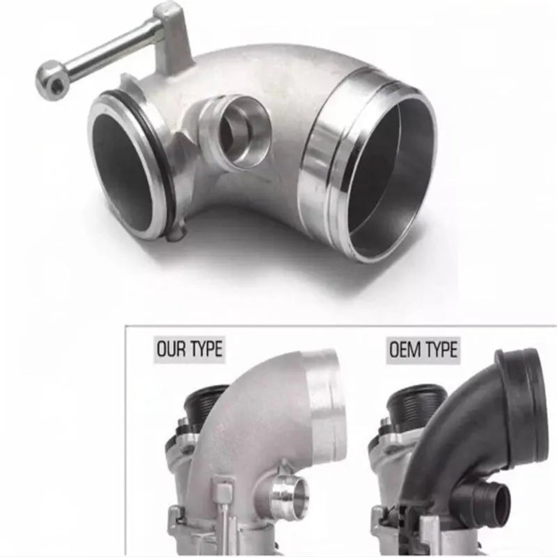 Aluminium alloy 90-degree turbo pipe elbow for lateral engine positioning