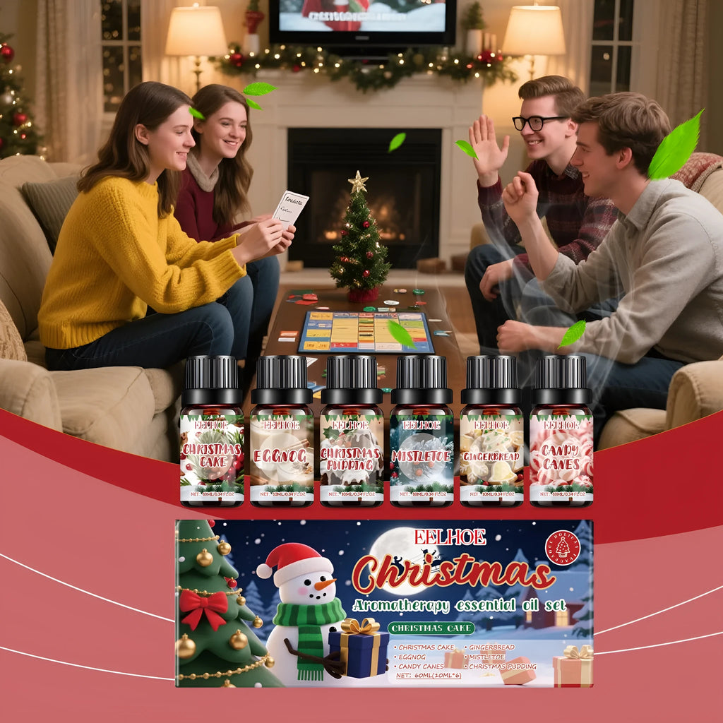 Christmas aromatherapy oil diffuser kit with six 60ml bottles for festive home fragrance