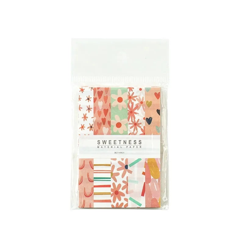 Retro dessert-themed note paper set with 50 small sheets in ten pastel colours including blueberry and caramel.