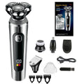 USB rechargeable beard scraper with digital display showing battery level and fully washable construction