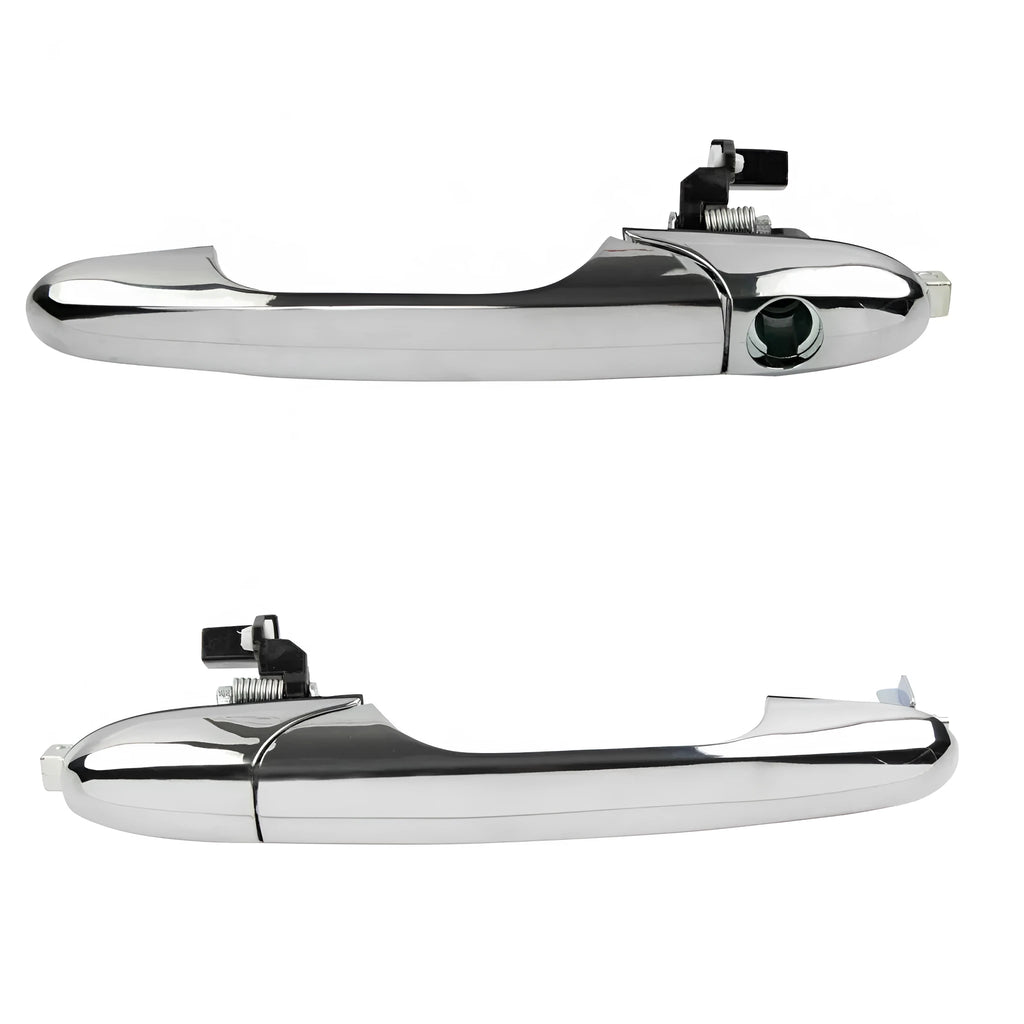 Black ABS plastic Fiat 500 car door handle replacement part showing dimensions