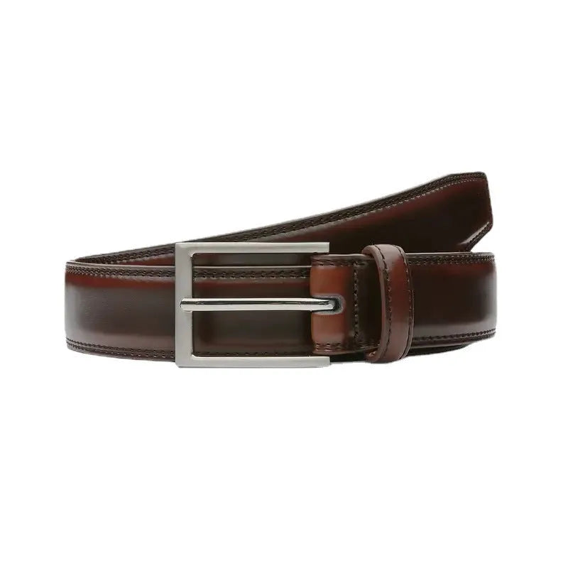 Men's genuine leather belt showing 95 grain texture with alloy buckle