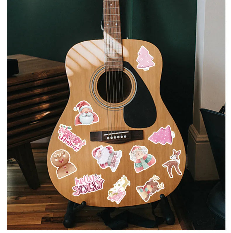 50 Christmas waterproof stickers in cute designs for car phone computer guitar notebook decoration