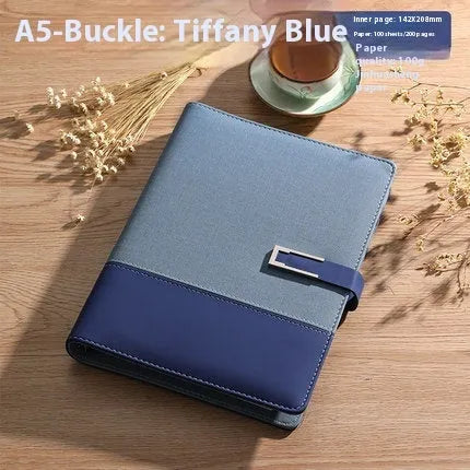 A5 notebook with soft PU leather cover and wood-free paper pages in multiple colour options