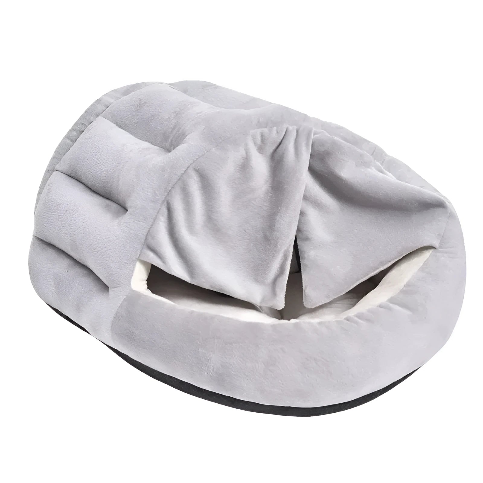 Grey curtain cat nest semi-closed winter bed short plush PP cotton 50x40cm