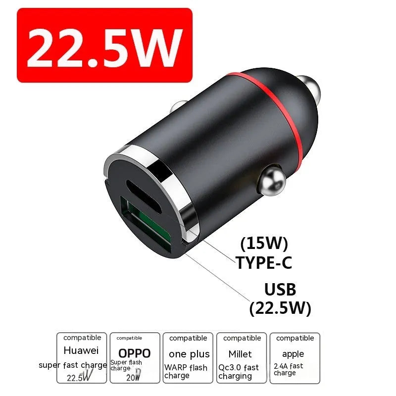 Black zinc alloy 200W car charger showing USB ports and compact design