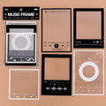 Pack of 15 transparent retro-themed frame stickers for journal decoration on a paper background.