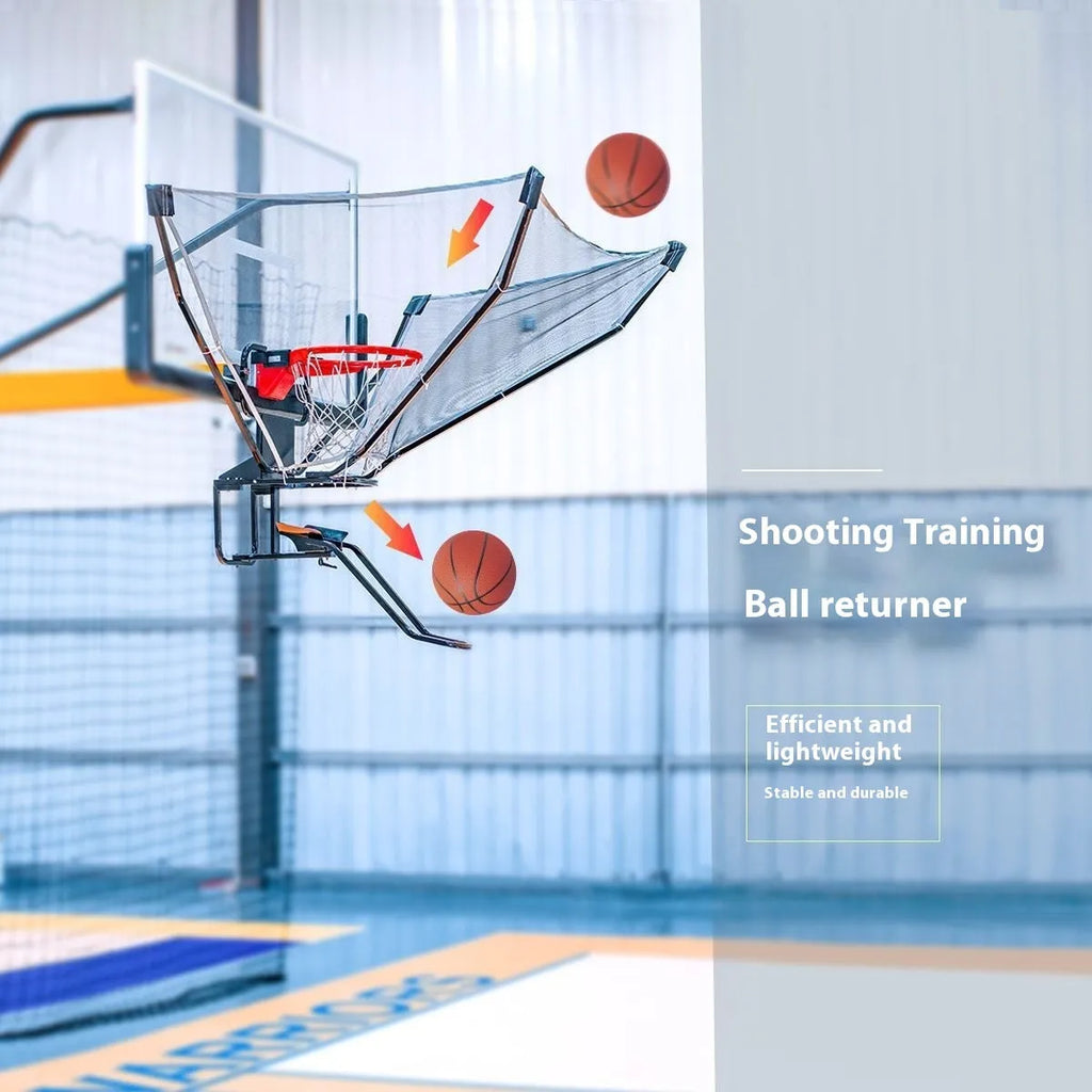 Portable basketball training ball return machine with iron framework and automatic pitching mechanism
