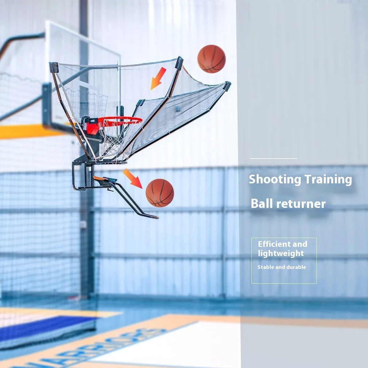 Portable basketball training ball return machine with iron framework and automatic pitching mechanism