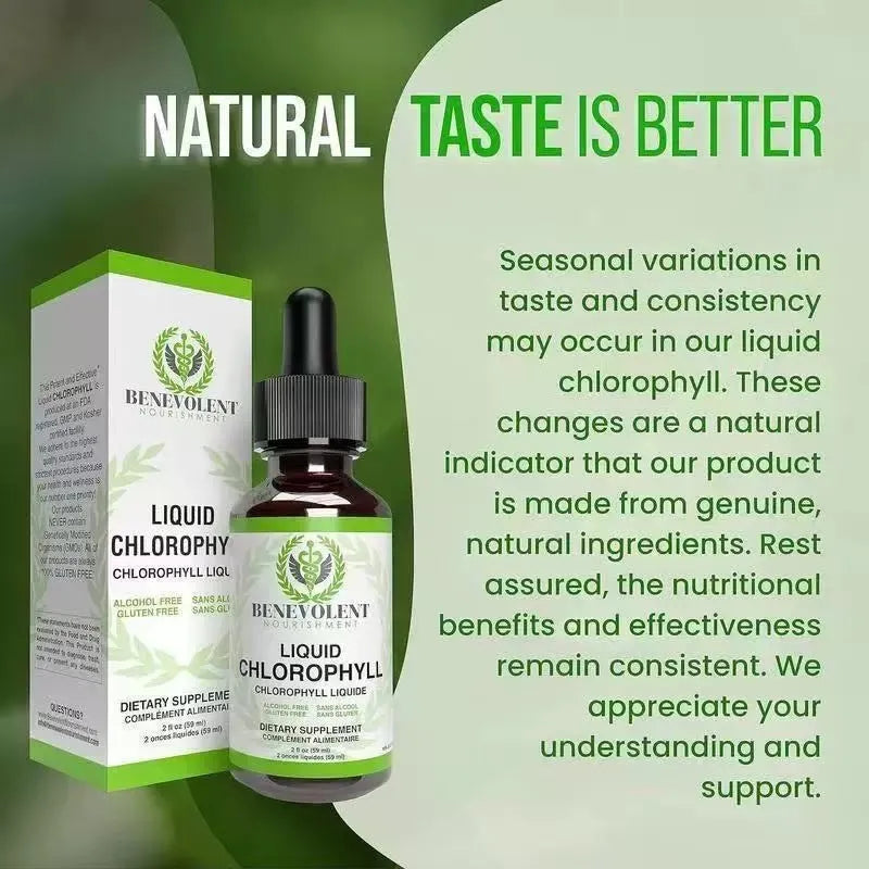 60ml bottle of liquid chlorophyll drops with dropper for body odour and intestinal care