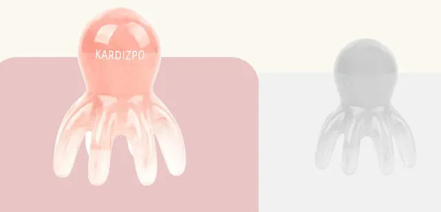 Pink natural resin octopus massage comb for periocular meridian and facial massage with storage bag