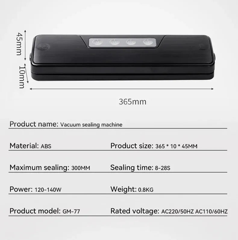 Compact white automatic vacuum sealer machine for household food preservation with portable design