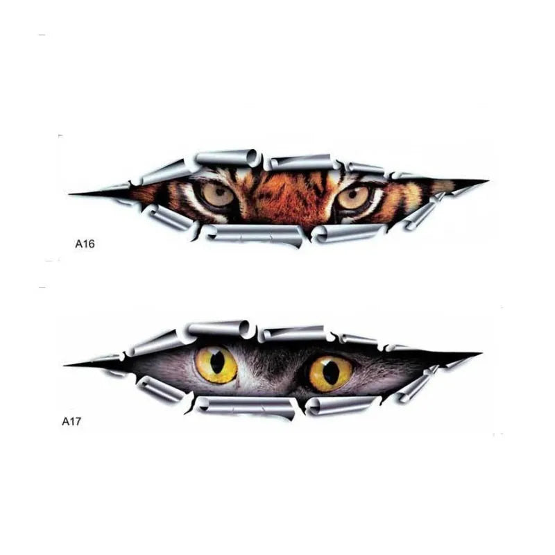 35cm long 3D tiger eye car door sticker on vehicle surface