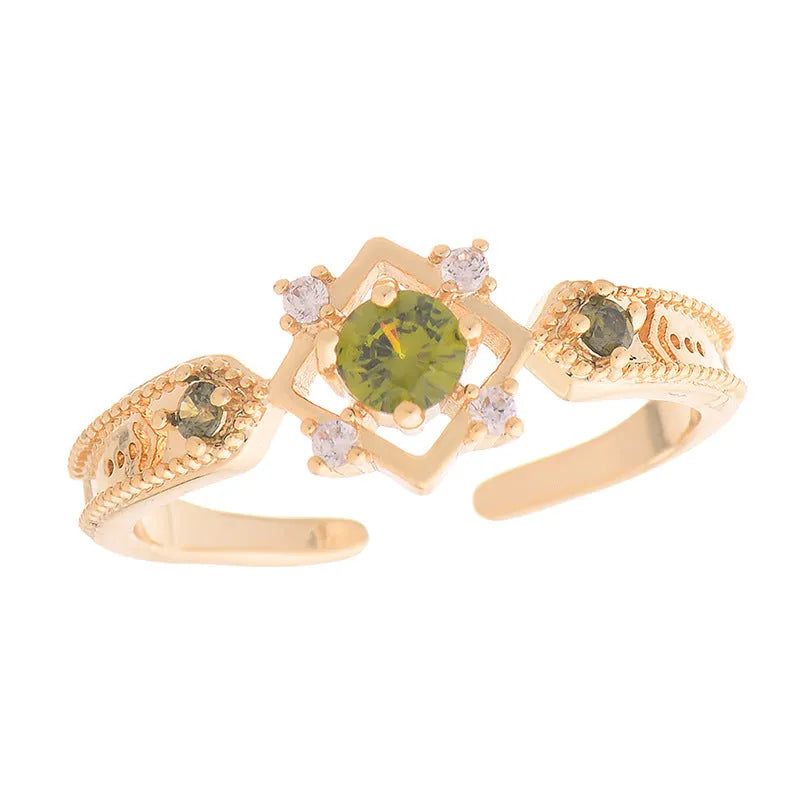 French style copper open mouth split ring with purple zircon stones for women