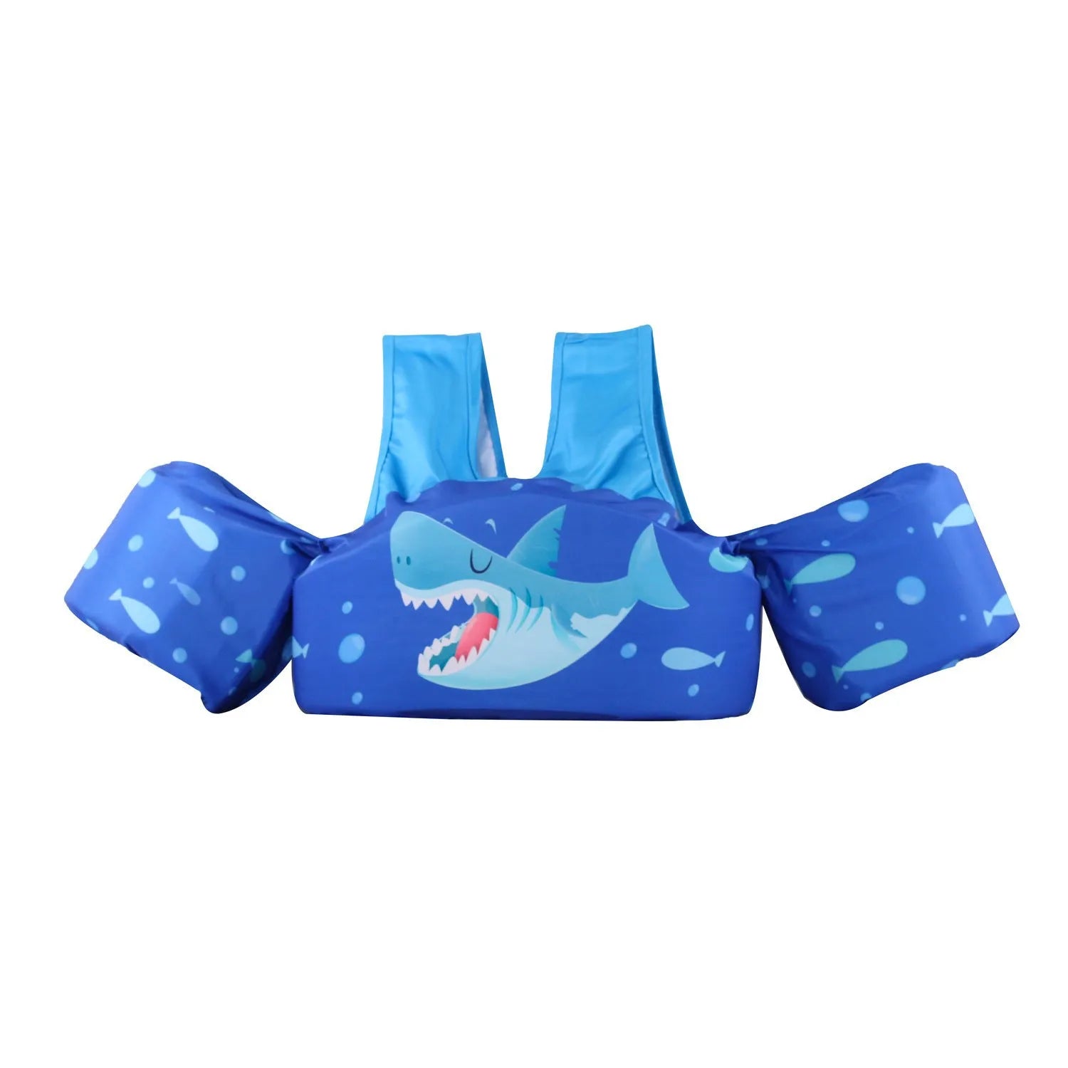 Children's swimsuit with extended arm swimming ring in colourful cartoon designs
