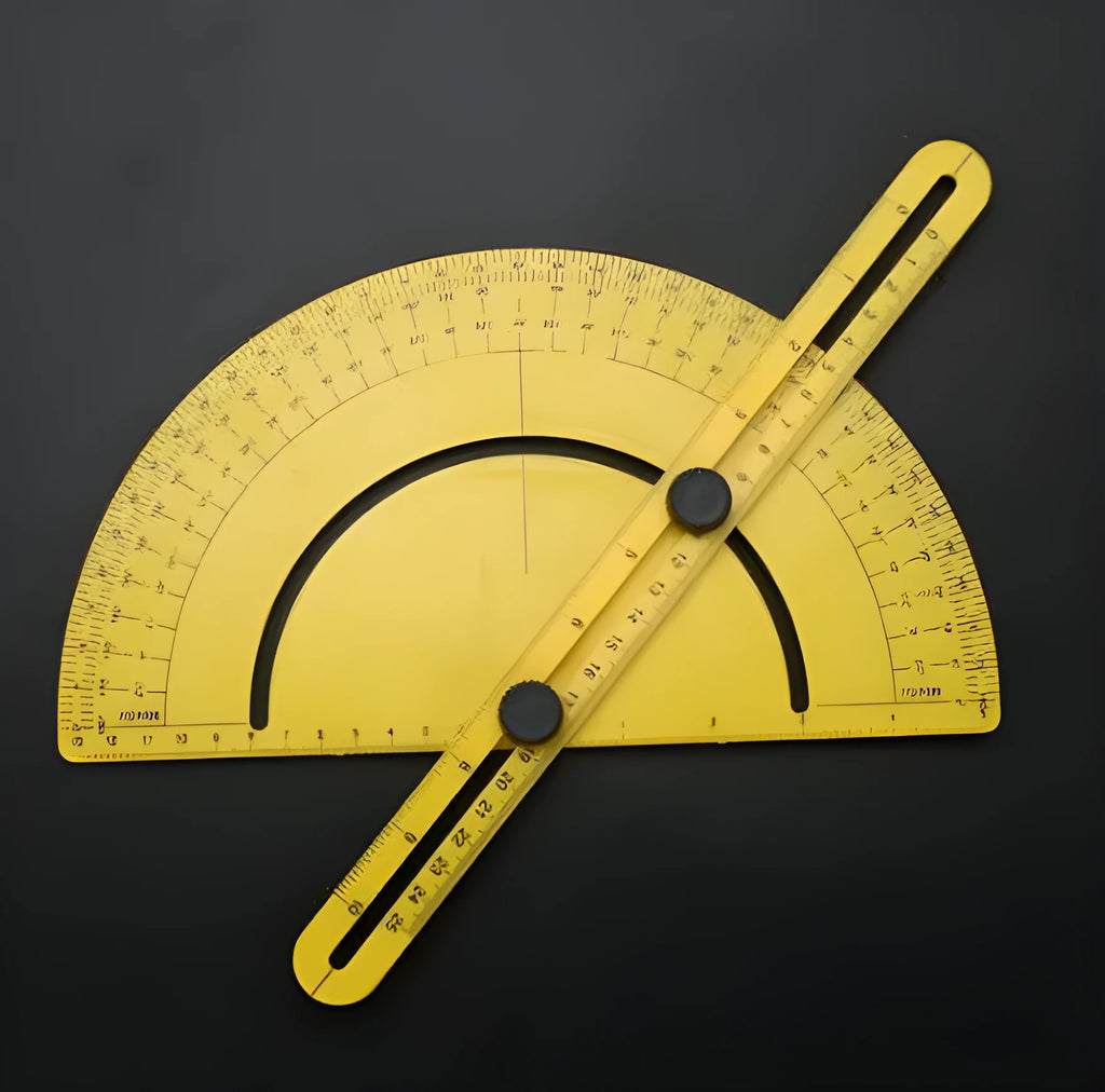 ABS plastic 180-degree angle measuring tool with a 30cm scale for carpentry and tile work.