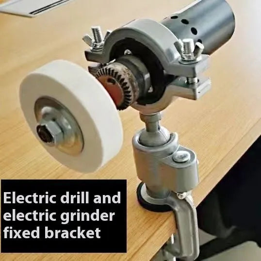 360-degree rotating bench vise with tungsten steel construction showing bracket clamp mechanism