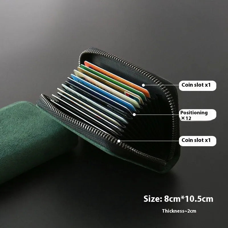 Men's anti-degaussing PU card holder in gray with 11 card positions, urban simplicity style