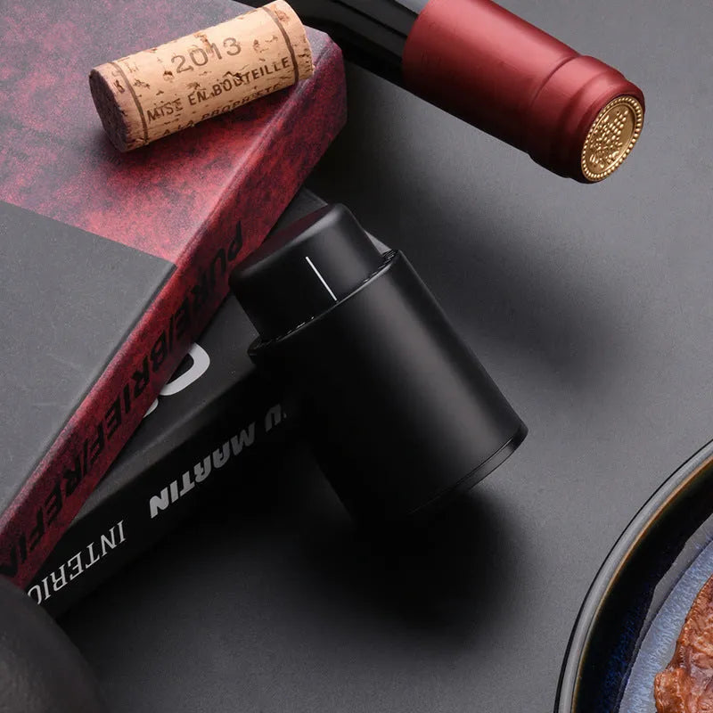 Automatic electric wine opener set with foil cutter stopper and pourer in black finish