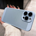 Ultra-thin breathable PC phone case in Classic Black with lens protector, compatible with iPhone