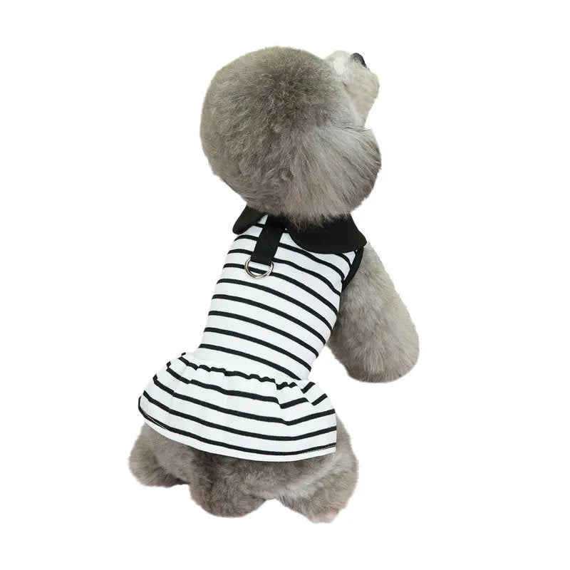 Cotton striped t-shirt and skirt set for pets in summer colours