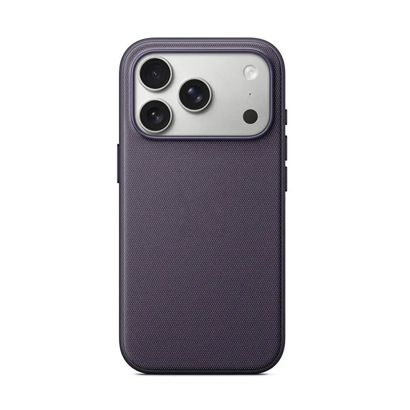 Woven cloth pattern magnetic suction phone case for iPhone 17 series in blue colour